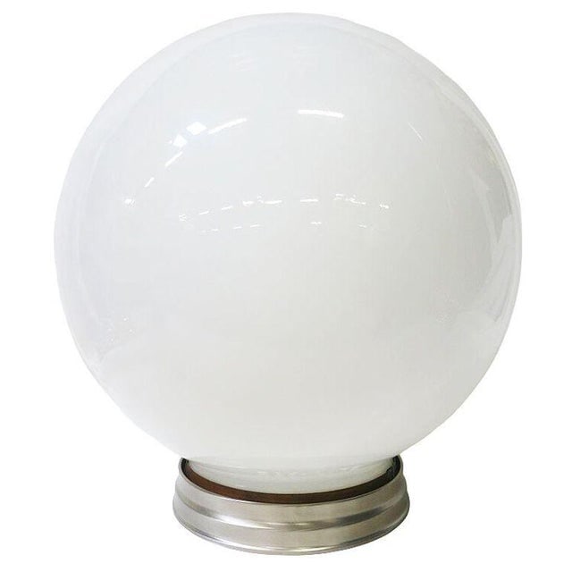 1930 Round Art Deco School House Milk Glass Ceiling Globe W Flush Celing Fixture - 2