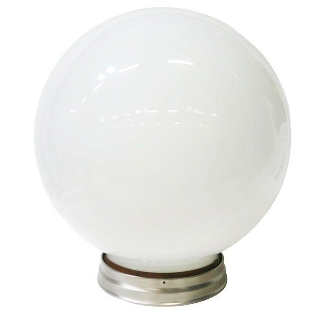 1930 Round Art Deco School House Milk Glass Ceiling Globe W Flush Celing Fixture - 3