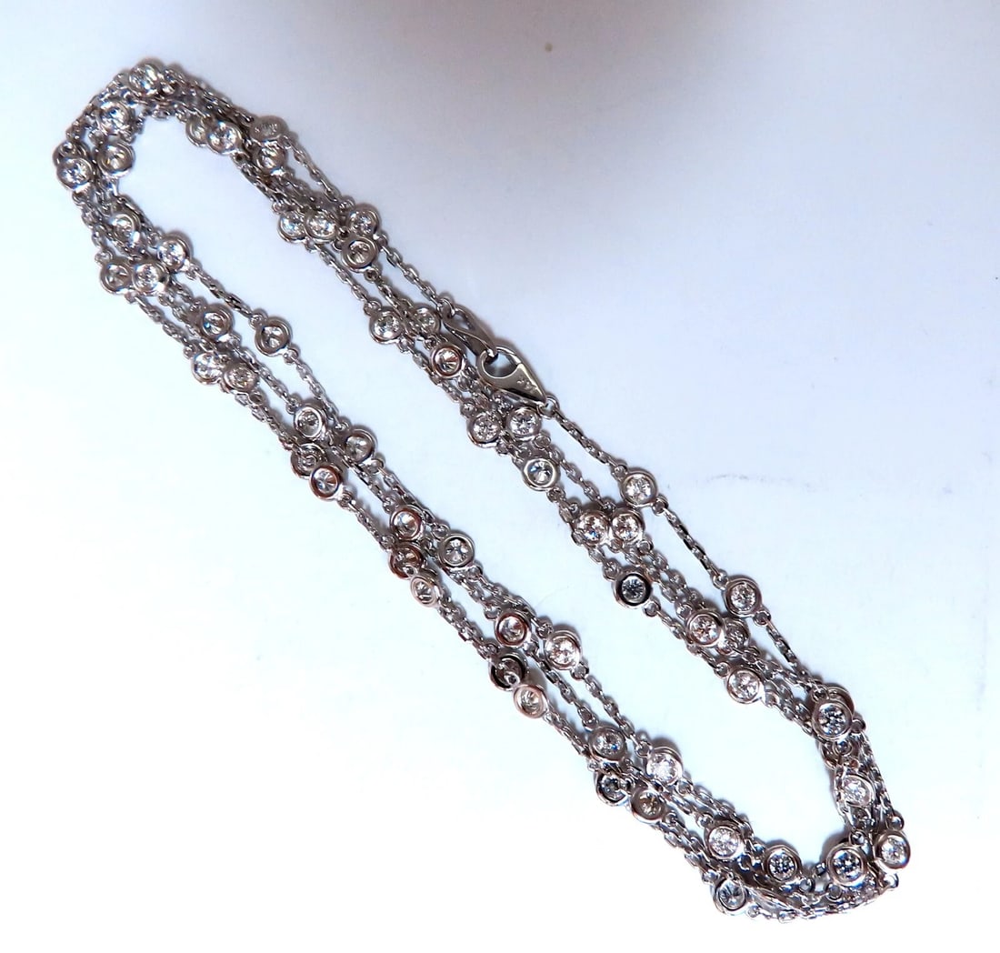3.45ct natural diamonds eternity station by yard double wrap necklace 14kt **: Title: 3.45ct natural diamonds eternity station by yard double wrap necklace 14kt ** Description: 3.45ct. Diamonds Station By Yard Necklace. Double Wrap Version. Natural Rounds, Full cuts. G colors