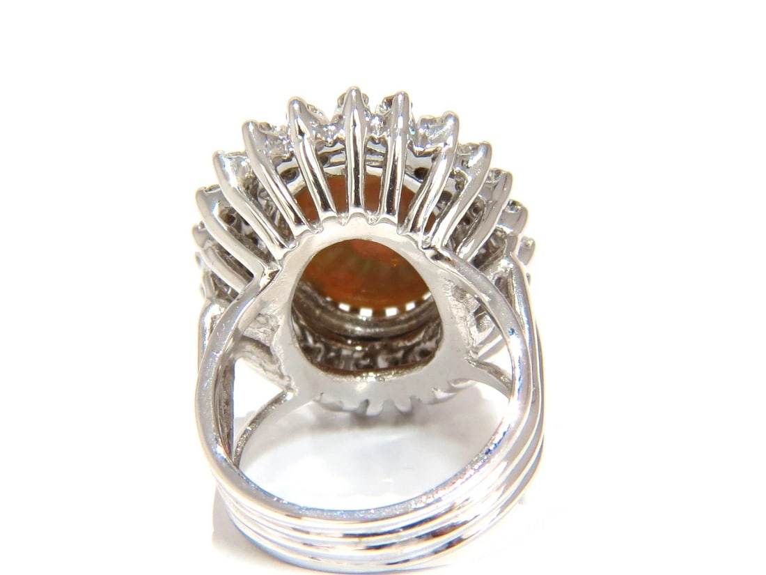 GIA certified 7.17ct natural cabochon opal diamonds cocktail ring 14kt *v - 11