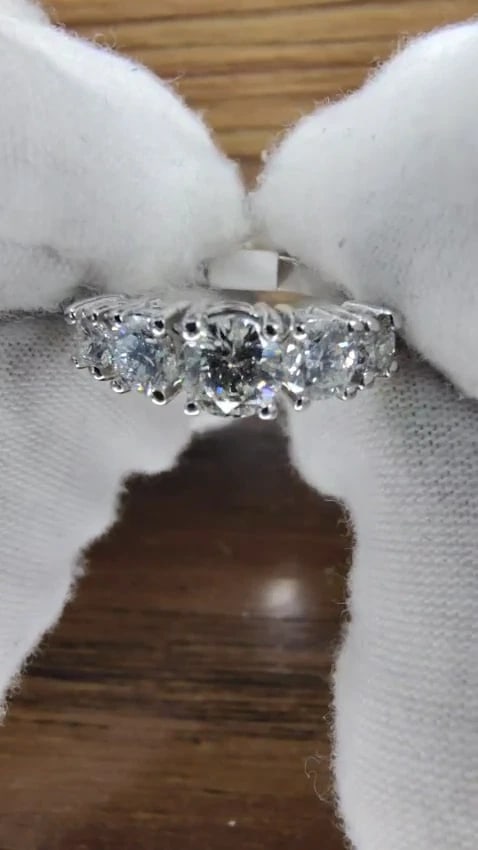 1.20CT NATURAL DIAMONDS BAND 5 STONE RING 14KT GOLD H/VS *v - 2