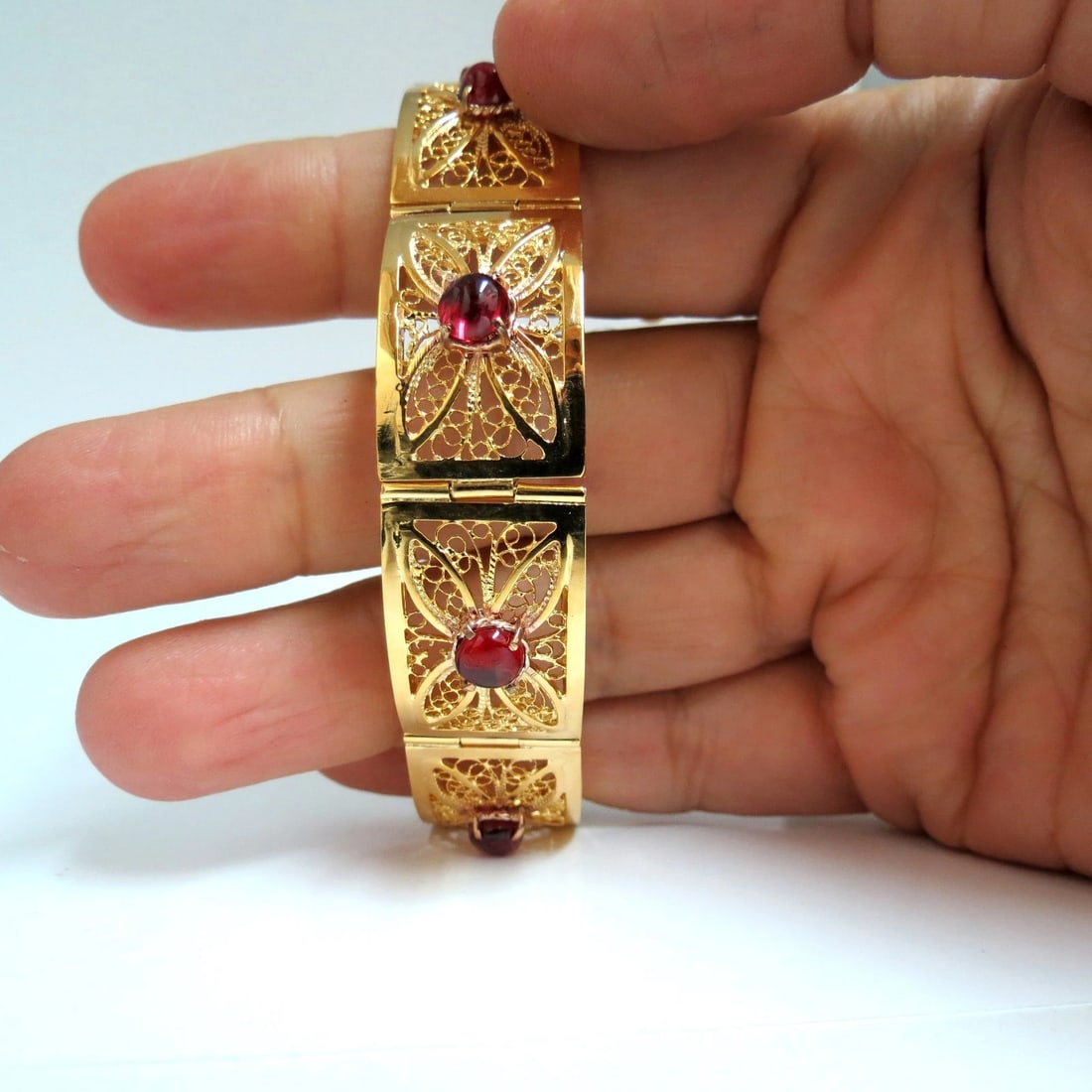 7.40ct Natural Spinel Open Gilt Vintage Bracelet 14 Karat gold** - 9