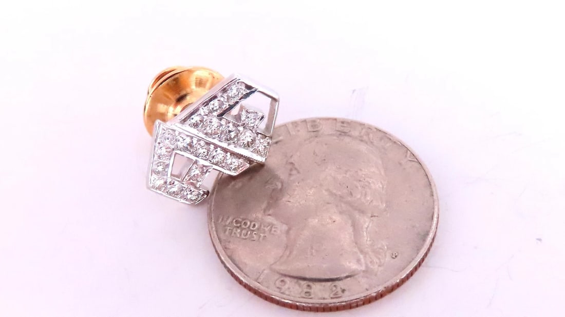 Initial AF Diamonds Tie Track Pin 14kt Gold posh 12556** - 3