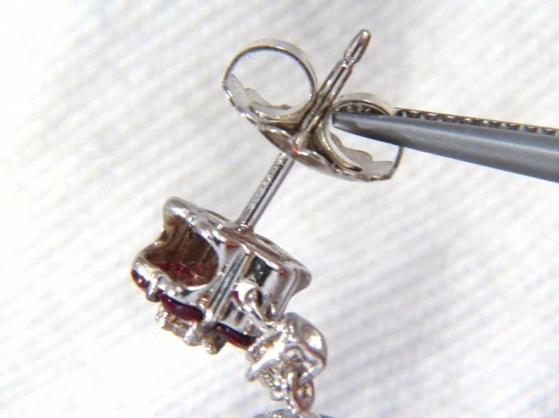 9.74ct Natural Ruby Diamond Dangling Earrings 18kt Roulette Bullseye Ref 12323** - 3