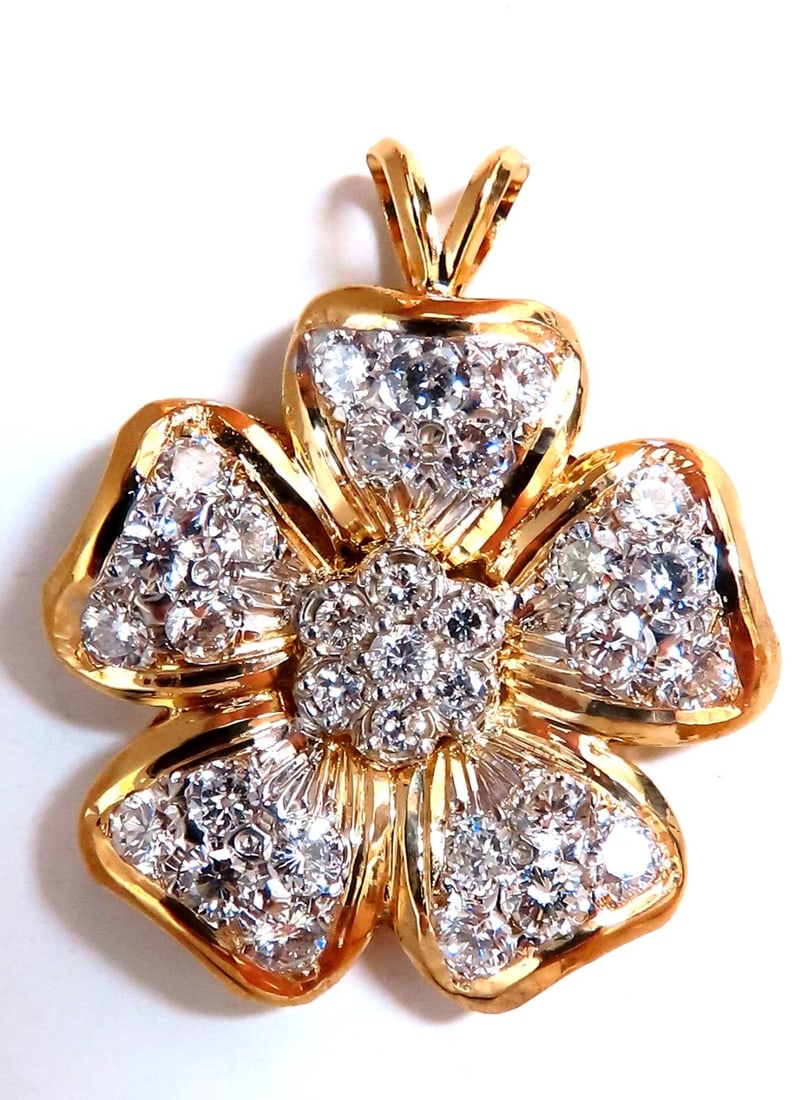 2ct Natural Diamonds Cluster Pendant Flower Motif 14kt Gold**: Title: 2ct Natural Diamonds Cluster Pendant Flower Motif 14kt Gold** Description: Large Cluster Flower Motif Pendant 2ct. Diamonds cluster All diamonds: full cut & rounds G color, Vs-2 clarity. 14kt. 