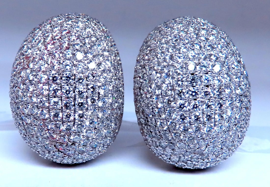 10ct Natural Round Diamonds Bombe French Pave Clip Earrings 18kt Gold 12369** (1 of 6)