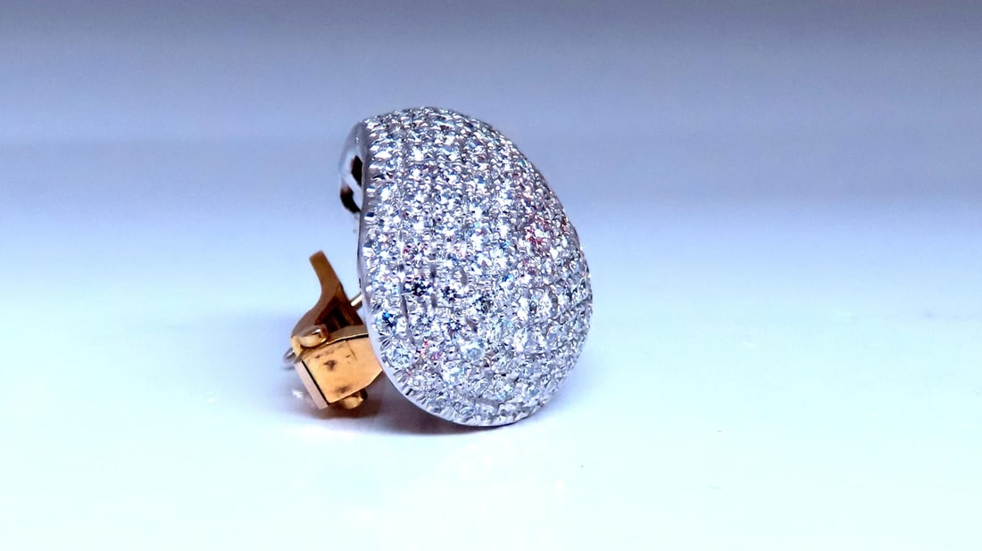 10ct Natural Round Diamonds Bombe French Pave Clip Earrings 18kt Gold 12369** - 2