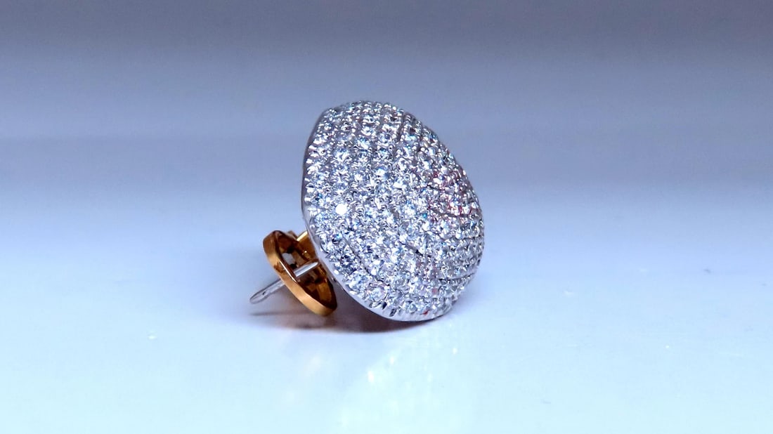 10ct Natural Round Diamonds Bombe French Pave Clip Earrings 18kt Gold 12369** - 4