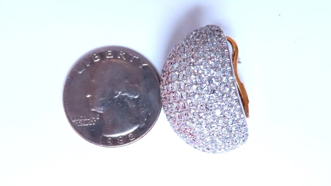 10ct Natural Round Diamonds Bombe French Pave Clip Earrings 18kt Gold 12369** - 5