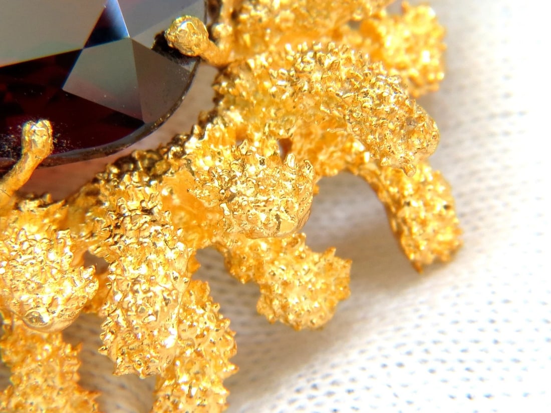 GIA CERTIFED 32.22CT NATURAL SPESSARTITE GARNET 3D ROUGH NUGGET PIN 18kt** - 3