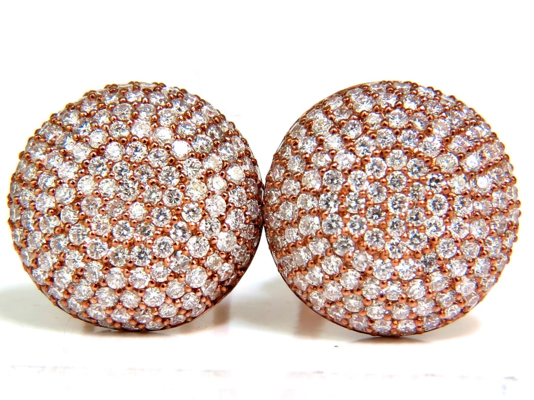 5.50CT DIAMONDS CLUSTER DOMED BEAD SET BUTTON PUFFED CLIP EARRINGS G/VS 14kt**: Title: 5.50CT DIAMONDS CLUSTER DOMED BEAD SET BUTTON PUFFED CLIP EARRINGS G/VS 14kt** Description: ONLY MAGNIFICENT JEWELS Bead set Button domed puff cluster earrings. Gorgeous brilliance. 5.50ct.