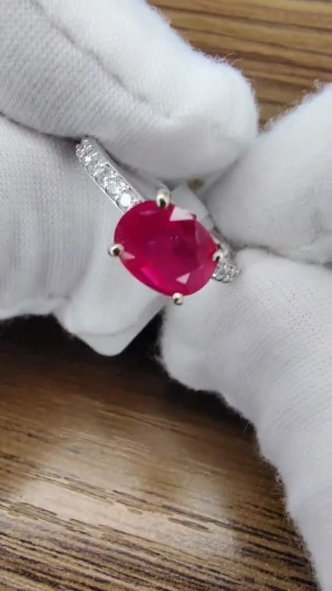 GIA Certified 3.06ct red natural ruby diamonds ring 14 Karat *v - 2