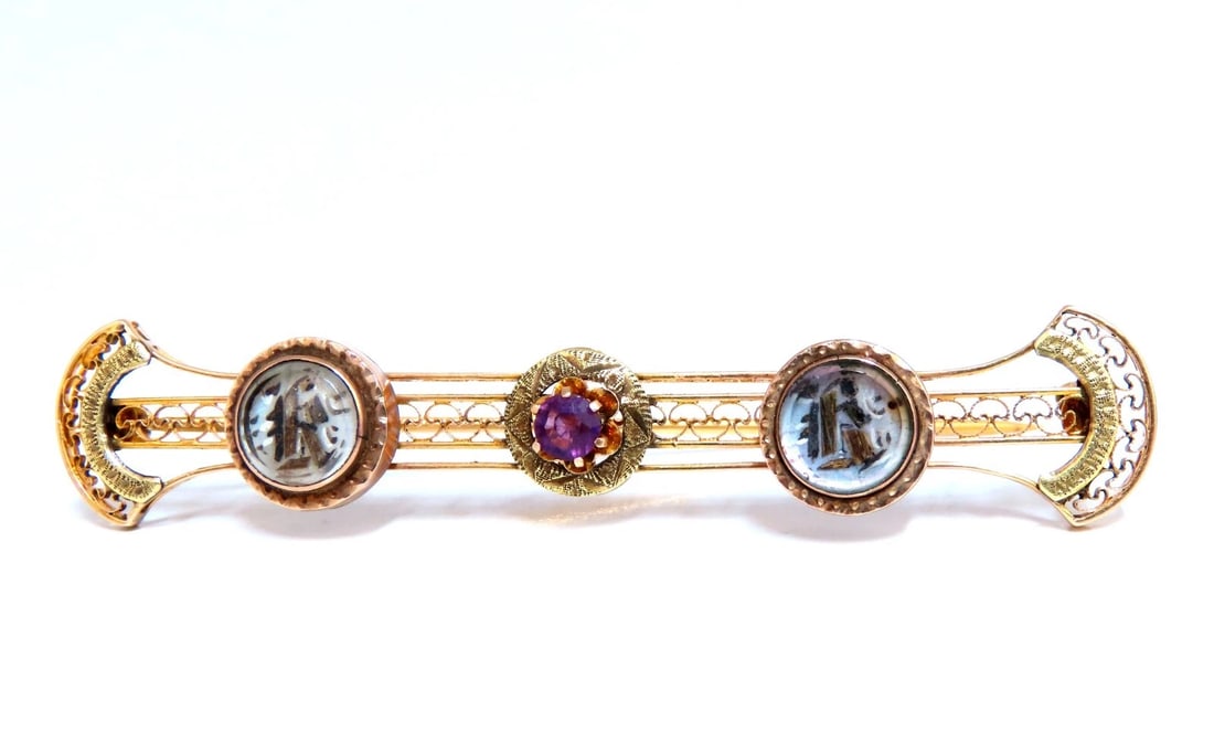 Antique Amethyst Edwardian Deco Pin 14kt** (1 of 5)