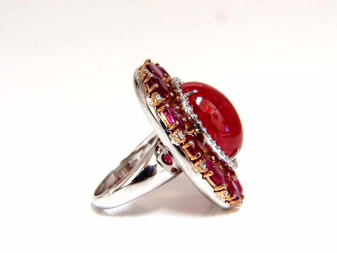 GIA Certified 20.30ct Natural Rhodonite Ruby Diamonds cluster ring 18kt *v - 4