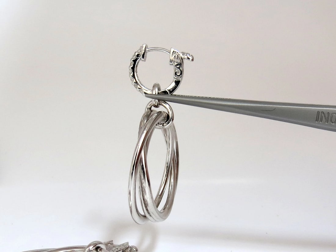 1.26ct NATURAL ROUND DIAMONDS DANGLE ROLLING RINGS EARRINGS 14KT LARGE** - 3
