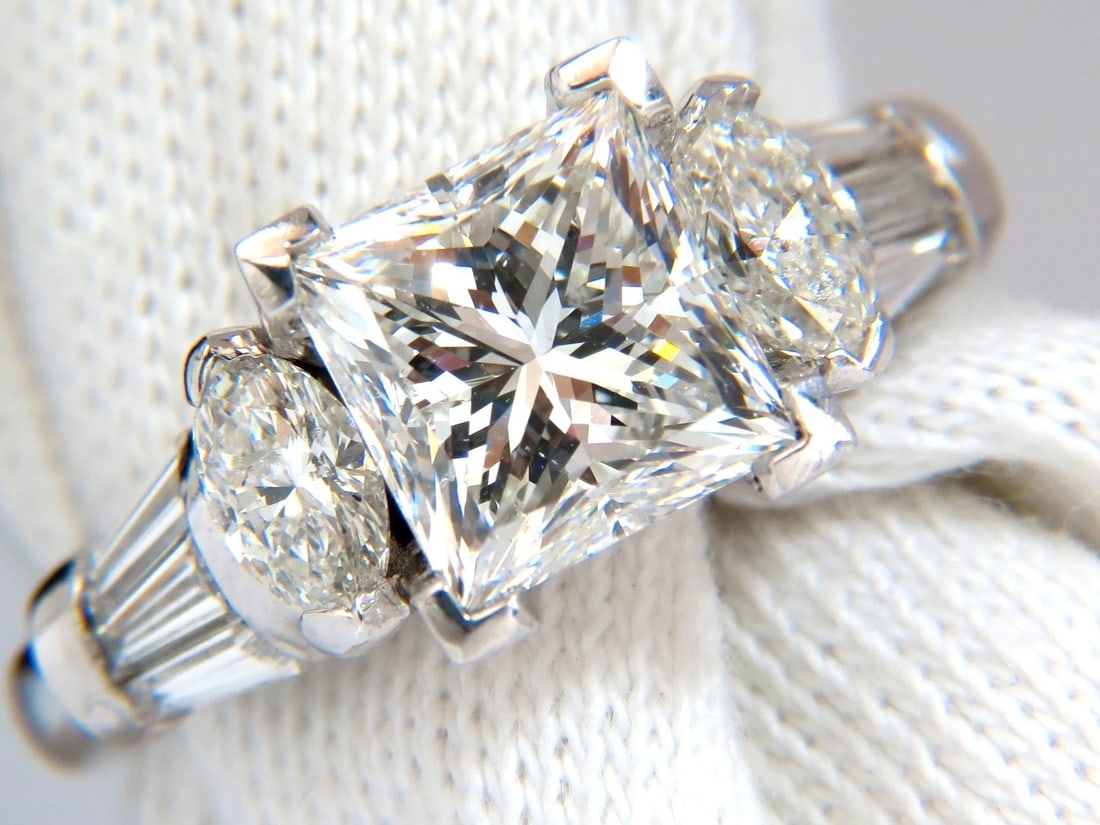 GIA certified 4.77ct. princess cut diamonds ring G/Si-1 platinum classic *v - 10