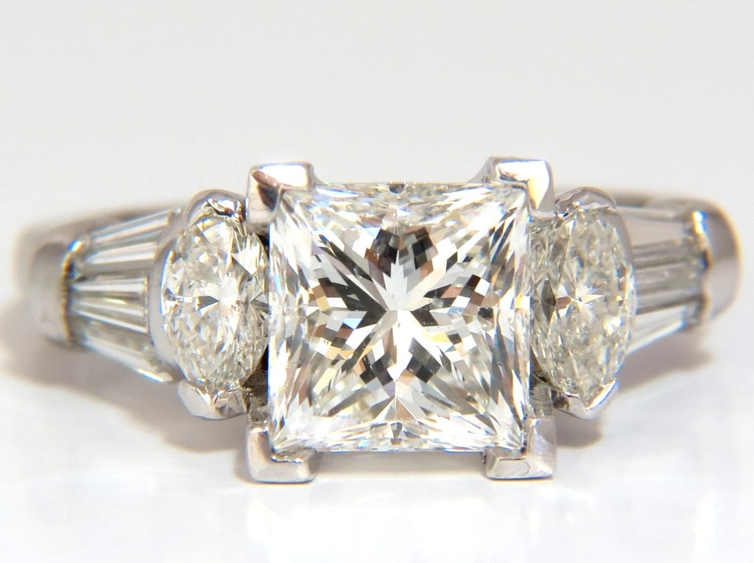 GIA certified 4.77ct. princess cut diamonds ring G/Si-1 platinum classic *v - 3