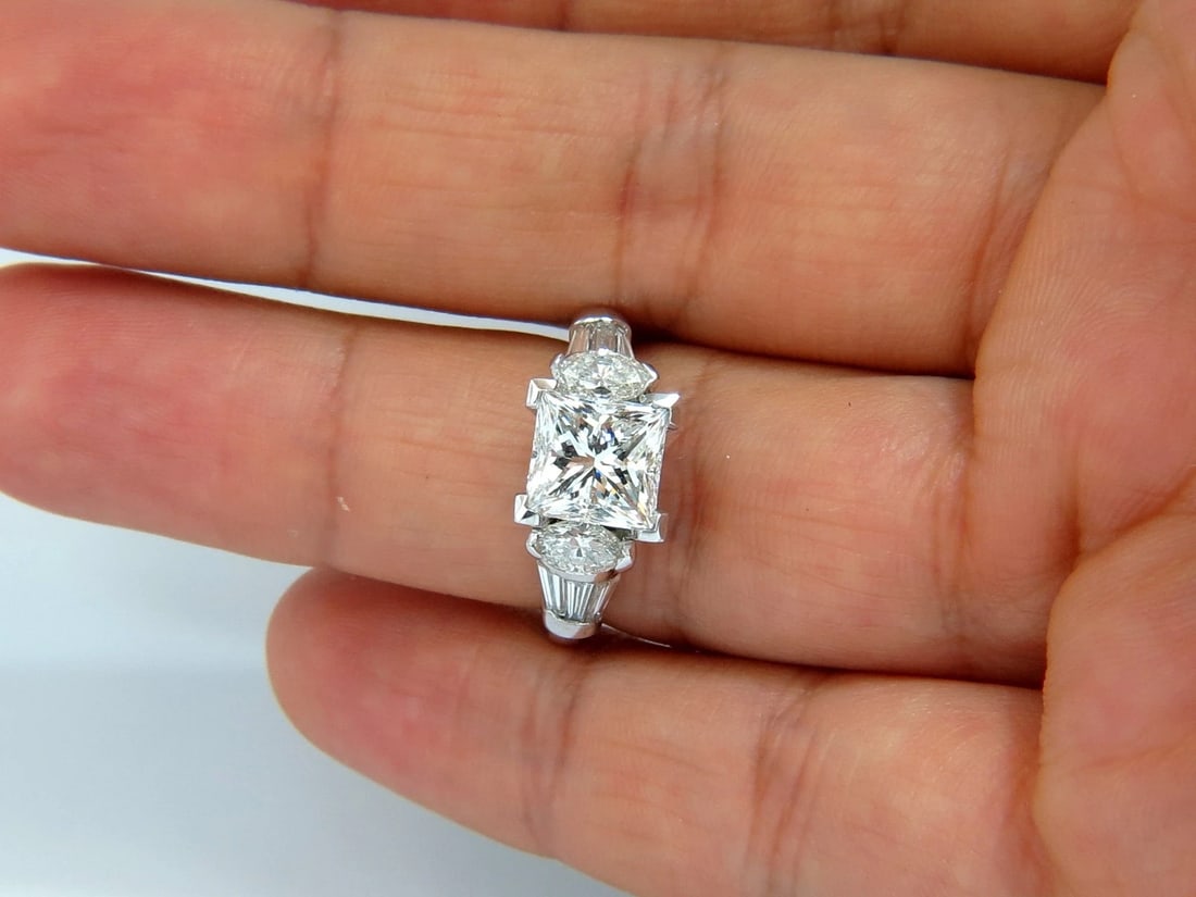 GIA certified 4.77ct. princess cut diamonds ring G/Si-1 platinum classic *v - 7