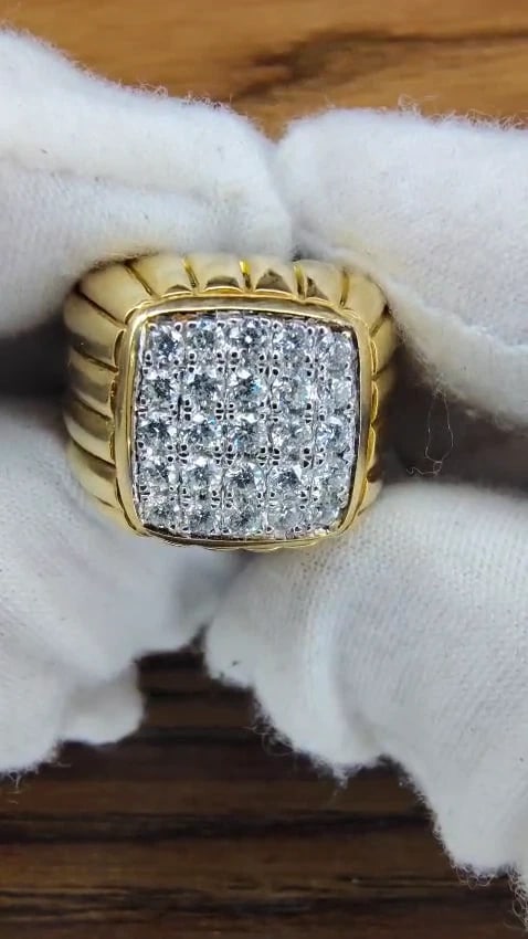 1ct natural diamonds high rise square cluster bead set ring 18kt 12232 *v - 2