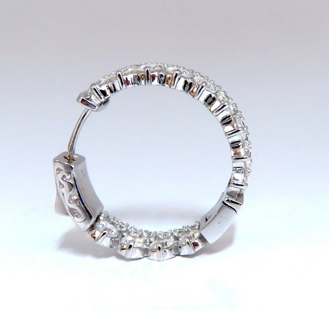 4.70ct Natural Round Diamonds Double Row Earrings 14kt stacking deco** - 7