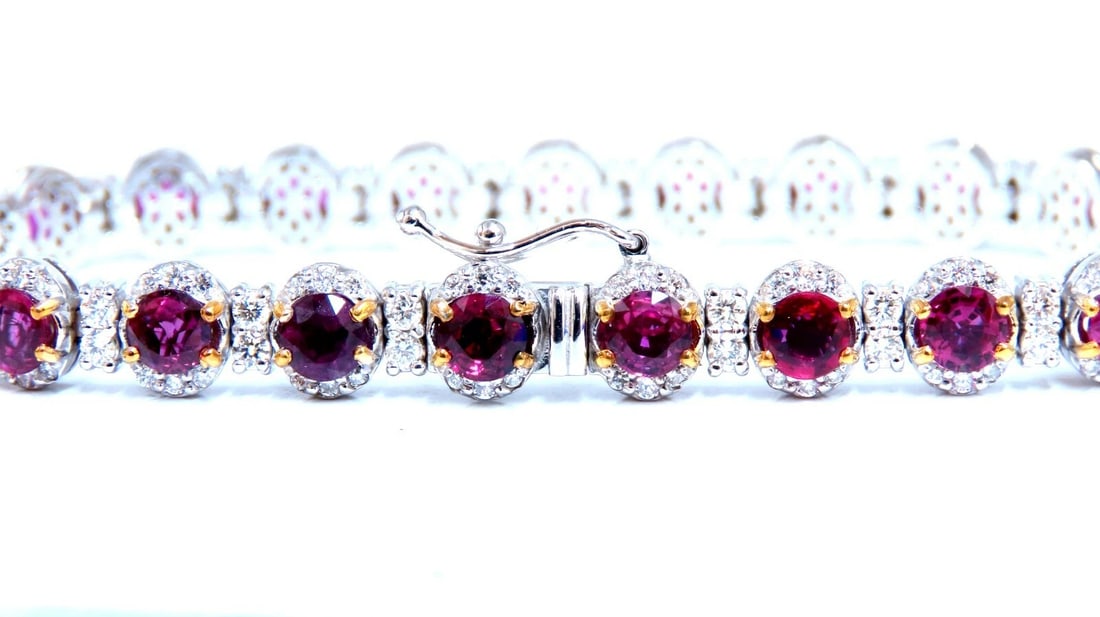 12ct Natural Ruby Diamonds Bracelet 14kt Gold ** - 2