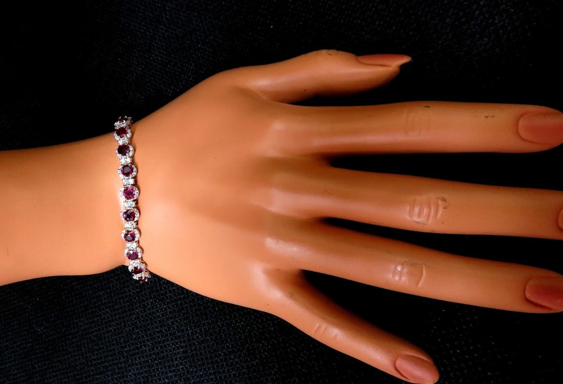 12ct Natural Ruby Diamonds Bracelet 14kt Gold ** - 6