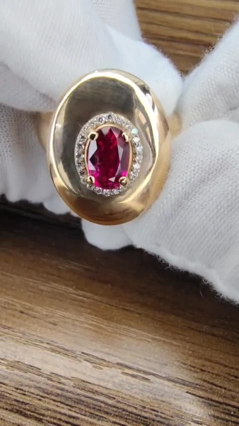 GIA Certified 1.19ct oval cut red No Heat Ruby diamonds ring 14kt *v - 2