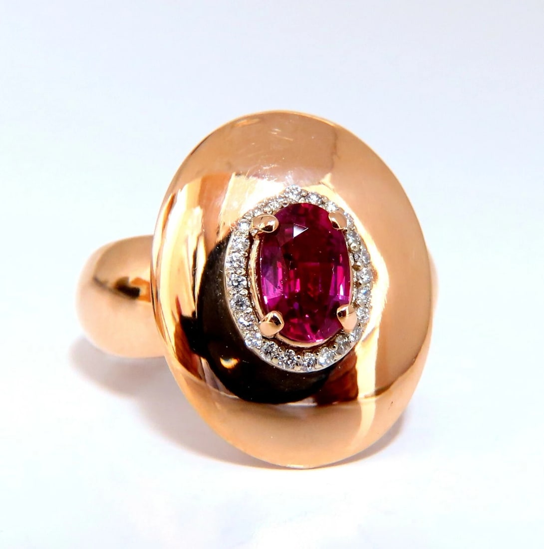 GIA Certified 1.19ct oval cut red No Heat Ruby diamonds ring 14kt *v - 3