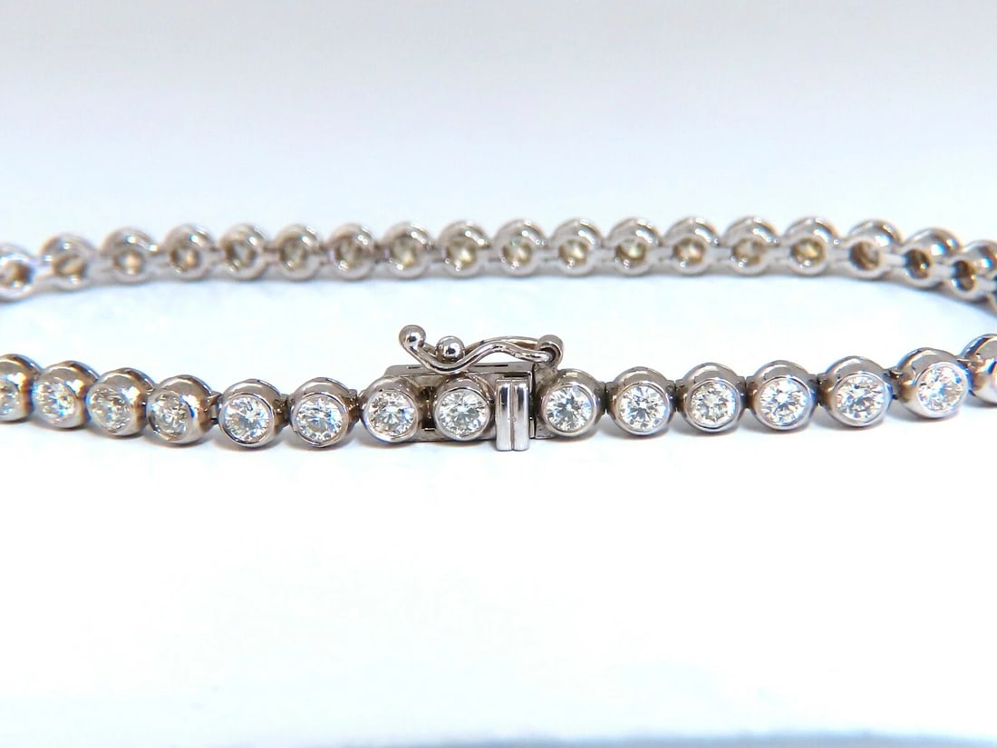 3.07ct. natural round diamonds tubular flush link tennis bracelet 14kt** - 5