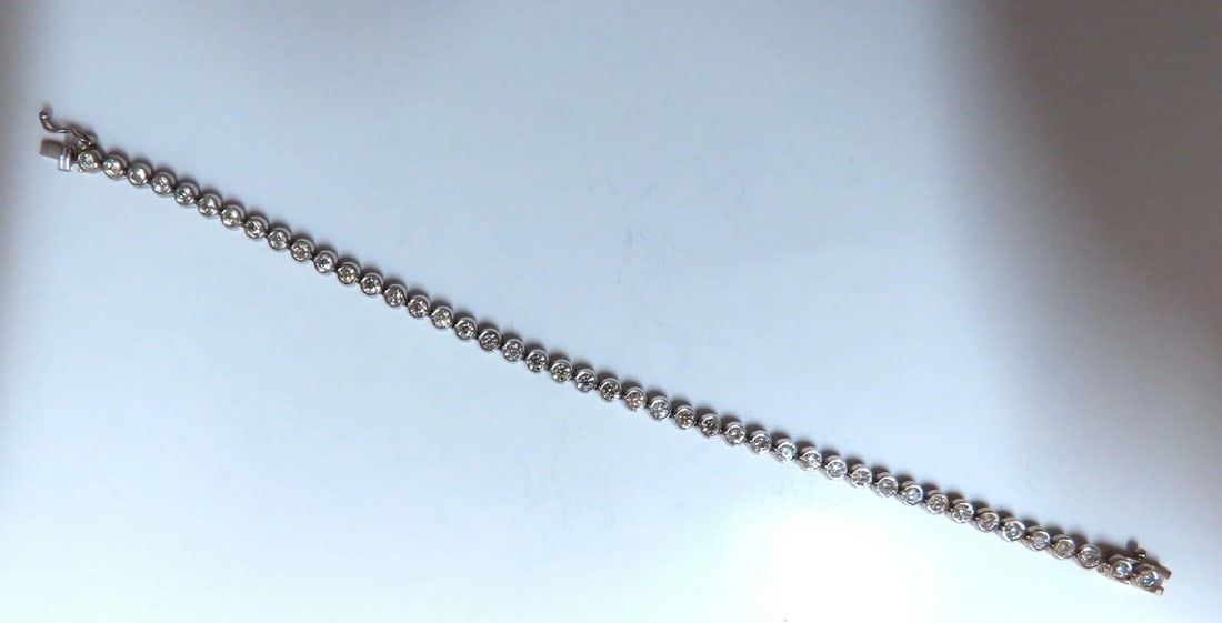 3.07ct. natural round diamonds tubular flush link tennis bracelet 14kt** - 6