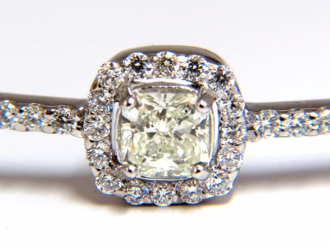 .95ct natural round diamond cluster halo bangle bracelet 14kt** - 10