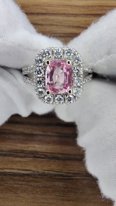 GIA Certified 1.14ct Natural Padparadscha Sapphire Diamonds Ring 14kt *v - 2