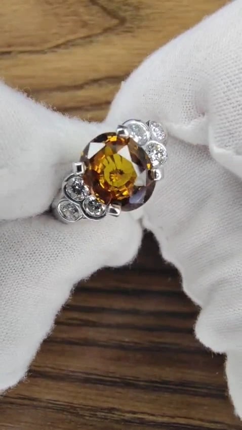 GIA Certified 4.75ct Natural No Heat Orange Brown Sapphire Diamond Ring 14kt *v - 2