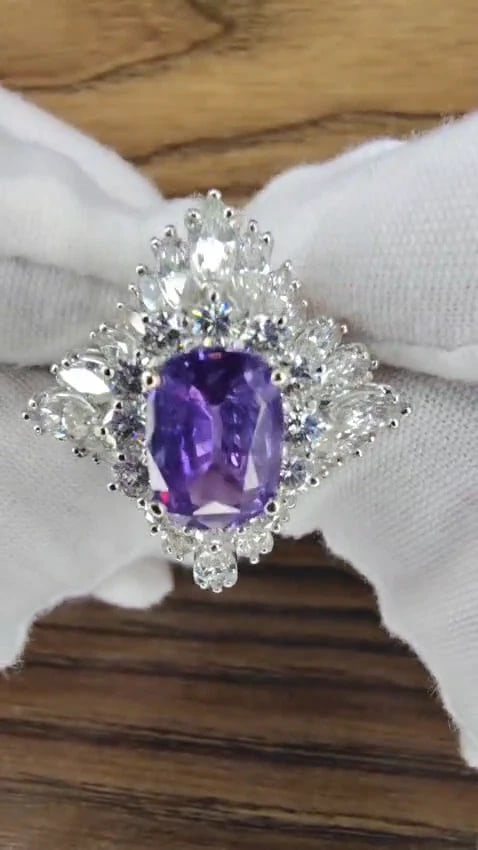 GIA 7.87CT NATURAL NO HEAT VIVID PURPLE SAPPHIRE DIAMOND RING PLATINUM 10355 *v - 2