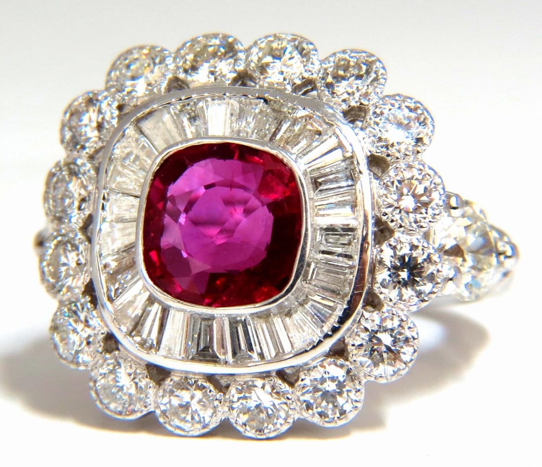 Ballerina Cocktail Cluster No Heat Ruby Diamond Ring 4.58ct. 18 Karat*V (1 of 8)