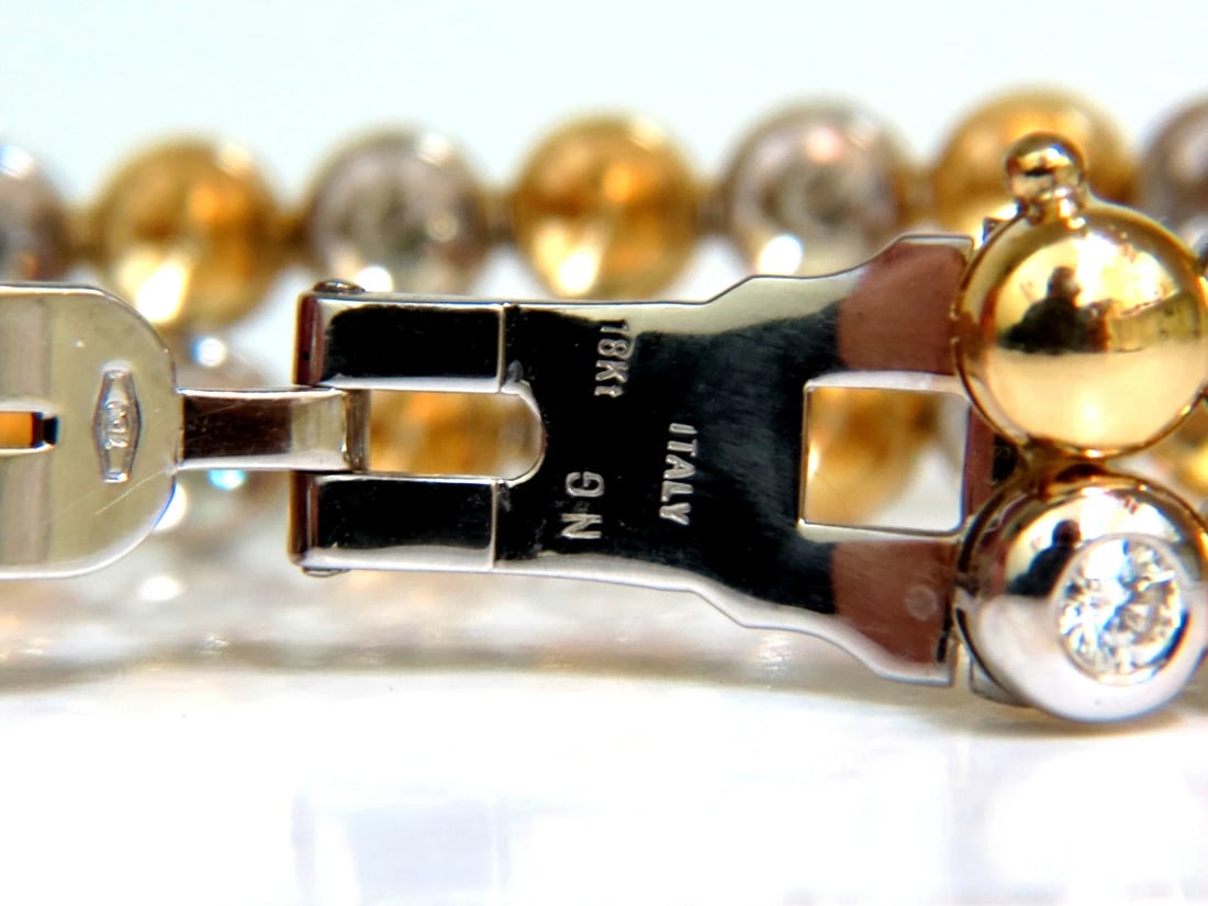 5.00CT 18KT NATURAL DIAMONDS ROUNDS TWO TONED DOMED LINK BRACELET G/VS** - 4