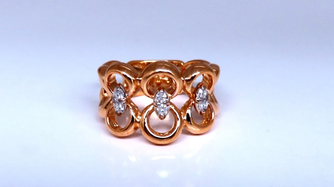 .20ct Natural Diamonds Circles Loop ring 14kt Gold *v - 3