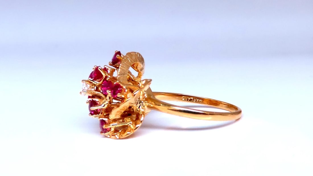 1.30ct Natural Ruby Diamond Cluster Ring Vintage Revisit 14kt 12431 *v - 3
