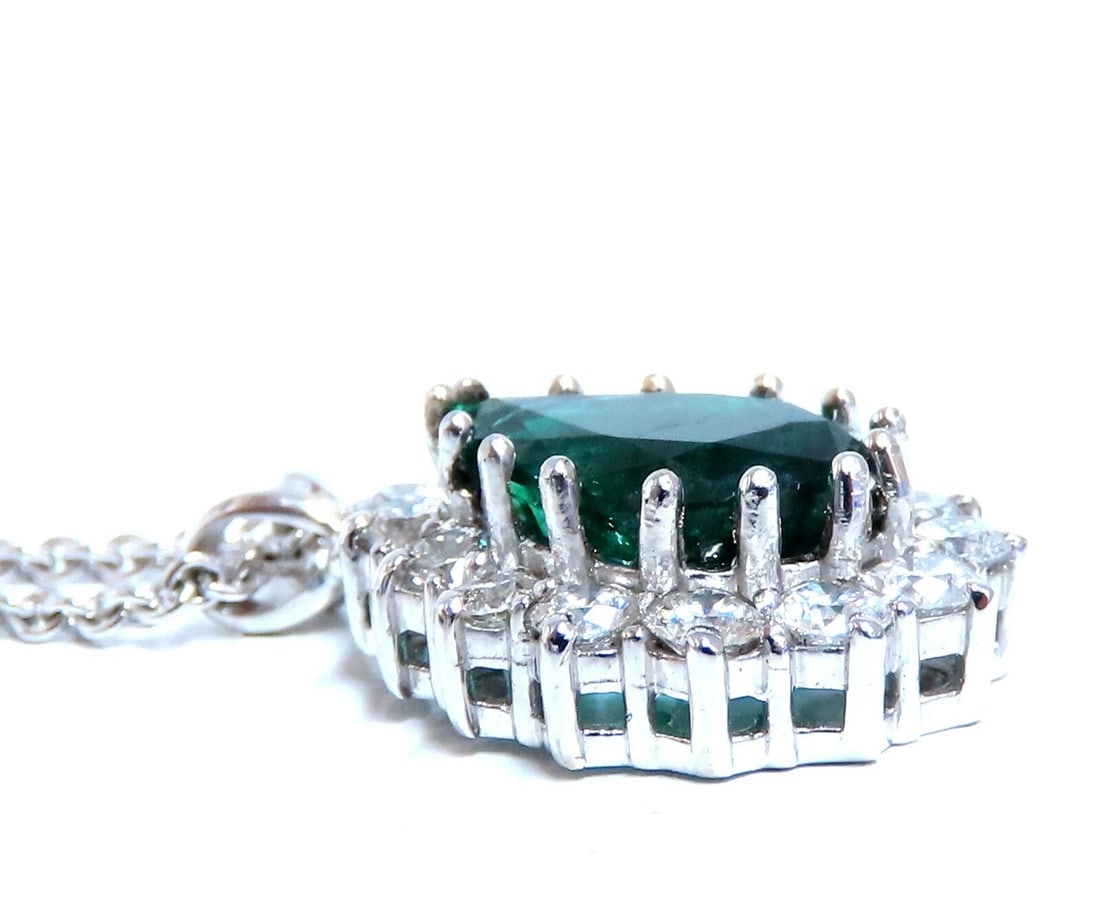 GIA Certified 3.77ct Natural Emerald Diamond Necklace 14kt ** - 3