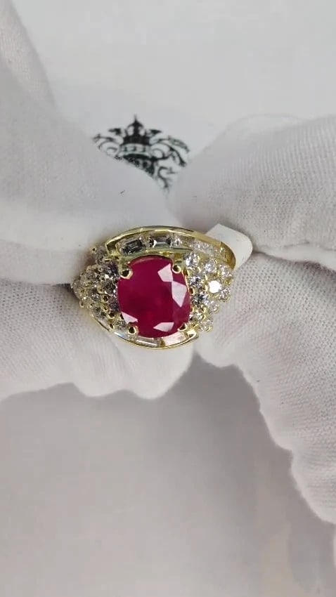 GIA Certified 4.08ct Burma Red Ruby Diamonds Ring 18 Karat *v - 2