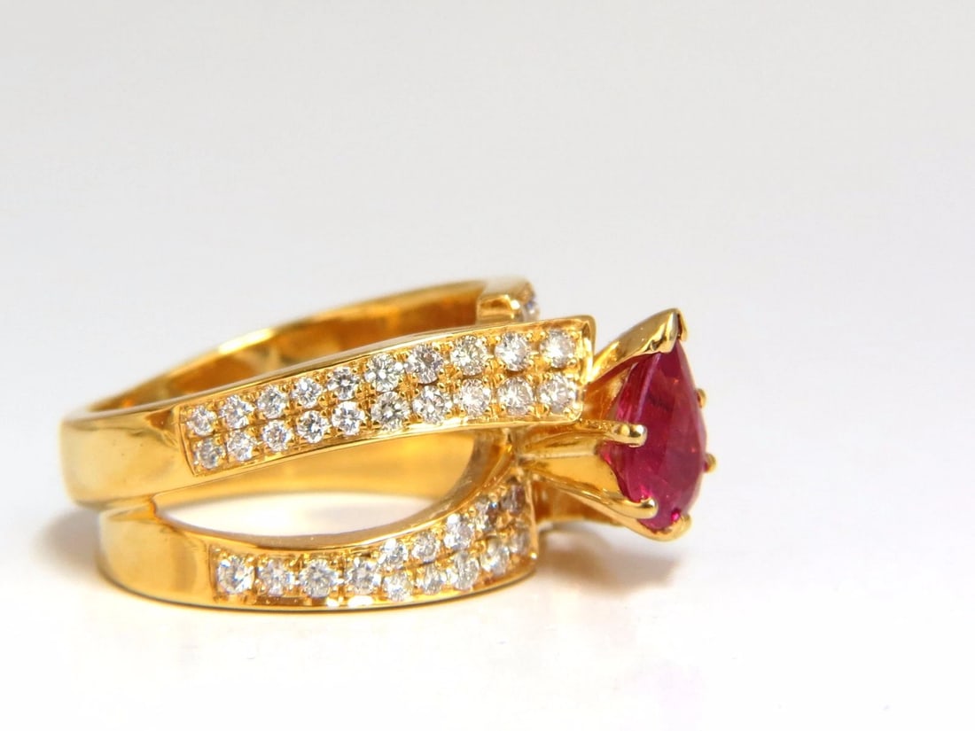 AIGS Certified 2.16ct Natural No Heat Ruby Diamonds ring 14kt SPlit Shank *v - 3