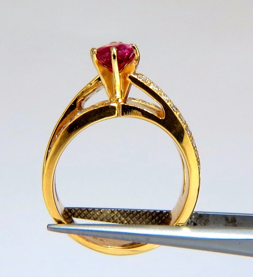 AIGS Certified 2.16ct Natural No Heat Ruby Diamonds ring 14kt SPlit Shank *v - 5