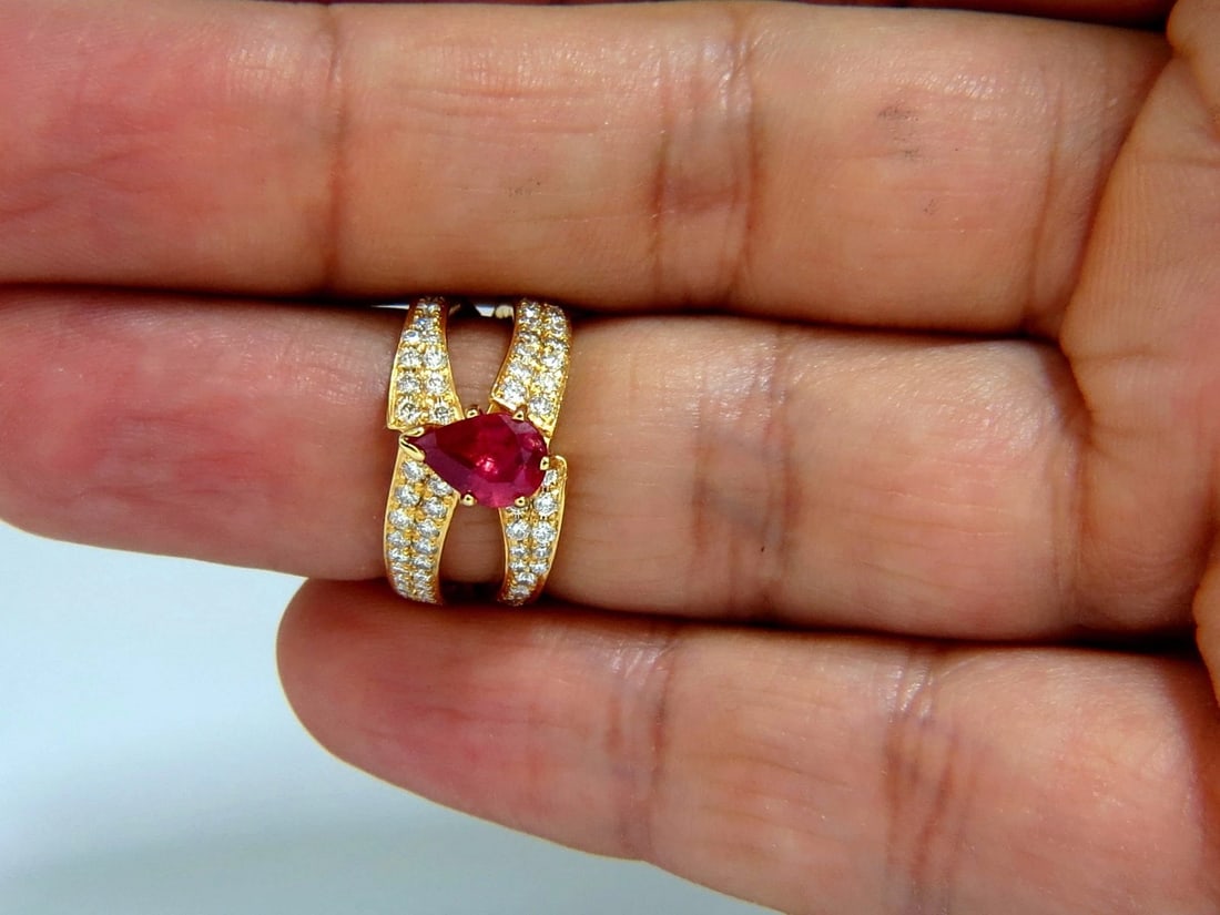AIGS Certified 2.16ct Natural No Heat Ruby Diamonds ring 14kt SPlit Shank *v - 6