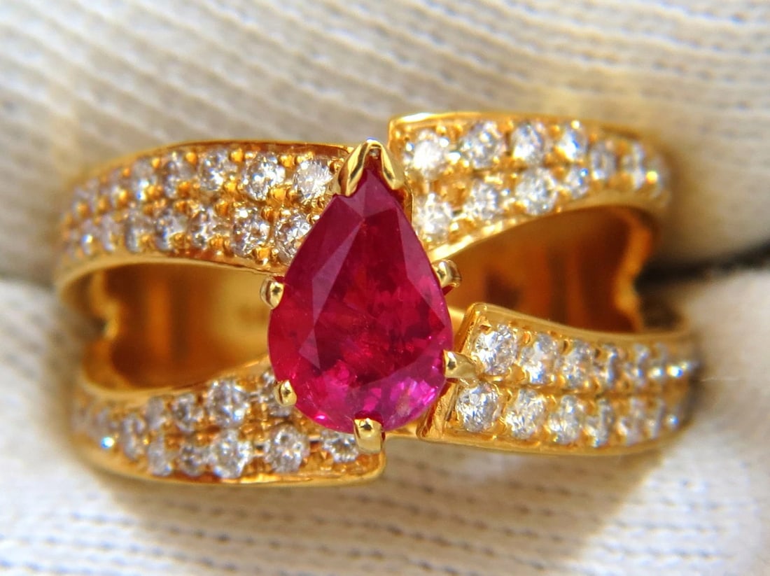 AIGS Certified 2.16ct Natural No Heat Ruby Diamonds ring 14kt SPlit Shank *v - 7