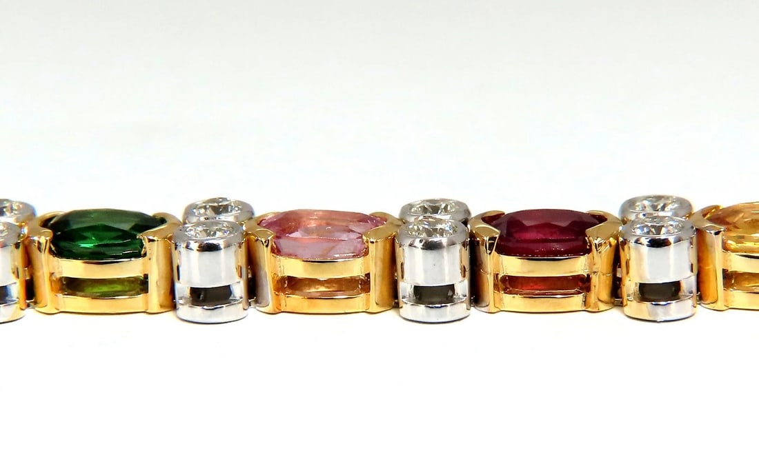 14.35ct Natural Spinel Ruby Sapphire Green Garnet diamonds bracelet 14kt** - 4
