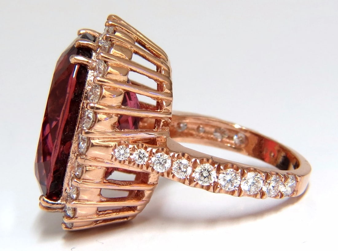 GIA Certified 24.13ct natural red tourmaline 3.00ct diamonds ring 18kt*v - 5