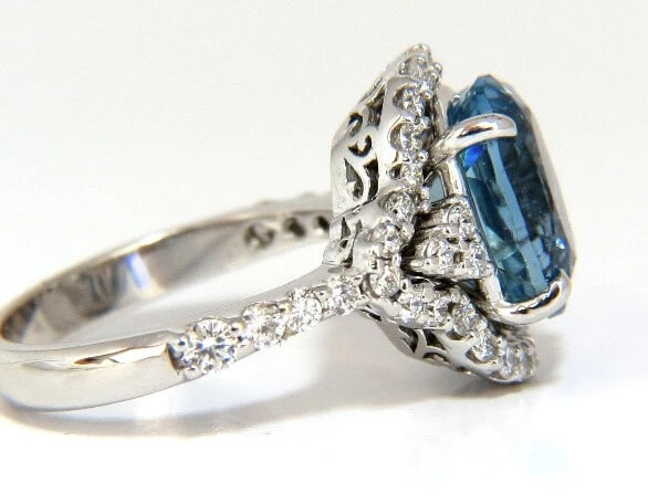 5.15ct natural prime aqua blue aquamarine diamonds ring 14kt ** - 8