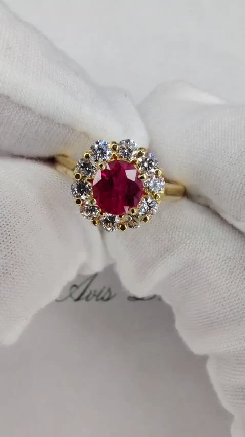 GIA Certified 1.54ct oval cut red natural ruby .88ct diamonds ring 18kt *v - 2