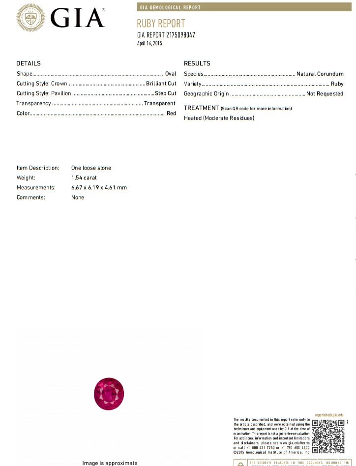 GIA Certified 1.54ct oval cut red natural ruby .88ct diamonds ring 18kt *v - 9
