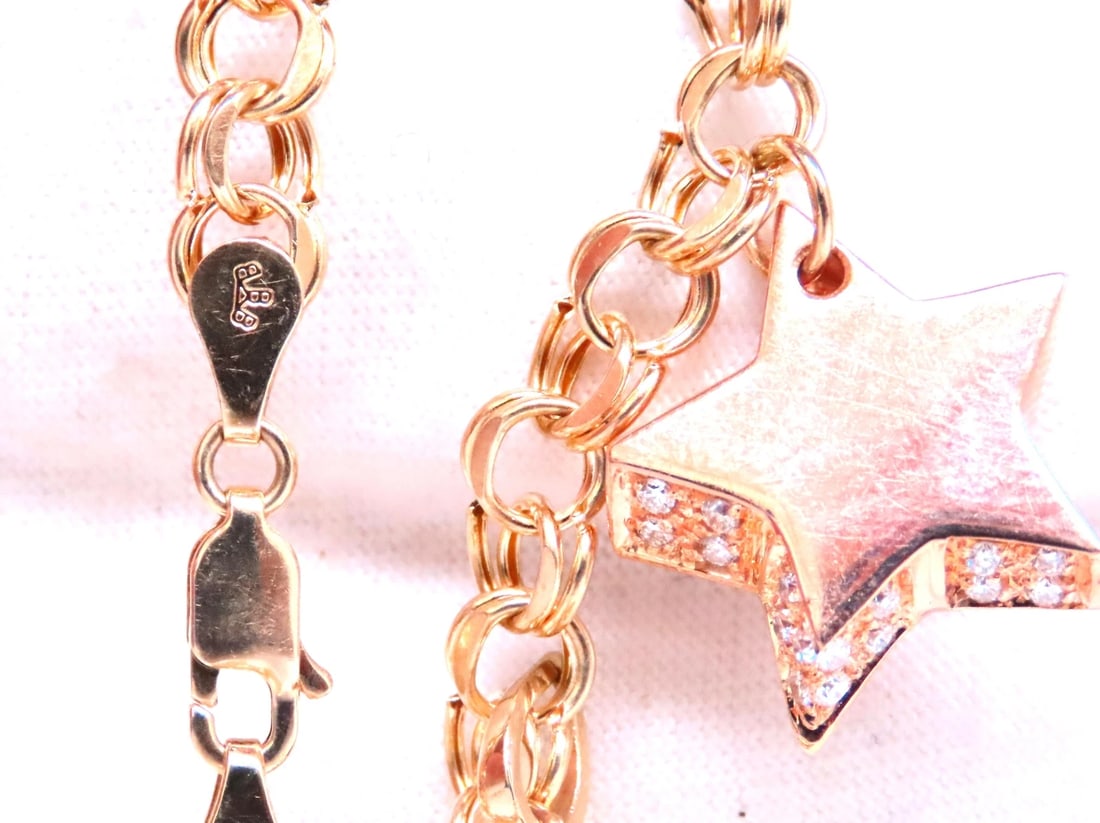 Caribbean keepsake natural diamonds charm bracelet 14Kt gold 12457** - 2